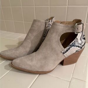 Seven Dials Gray Ankle Boots with Snakeskin Accent